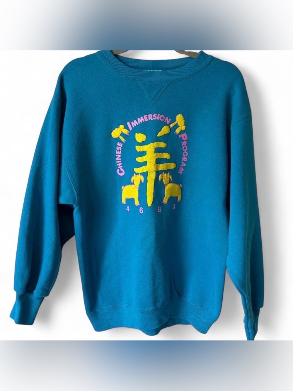 Vintage Hanes Chinese Immersion Program Graphic Sweatshirt Made in USA L